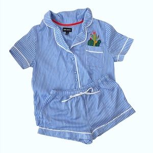 Nordstrom Room Service Blue Striped Cactus Pajama Short Set size small